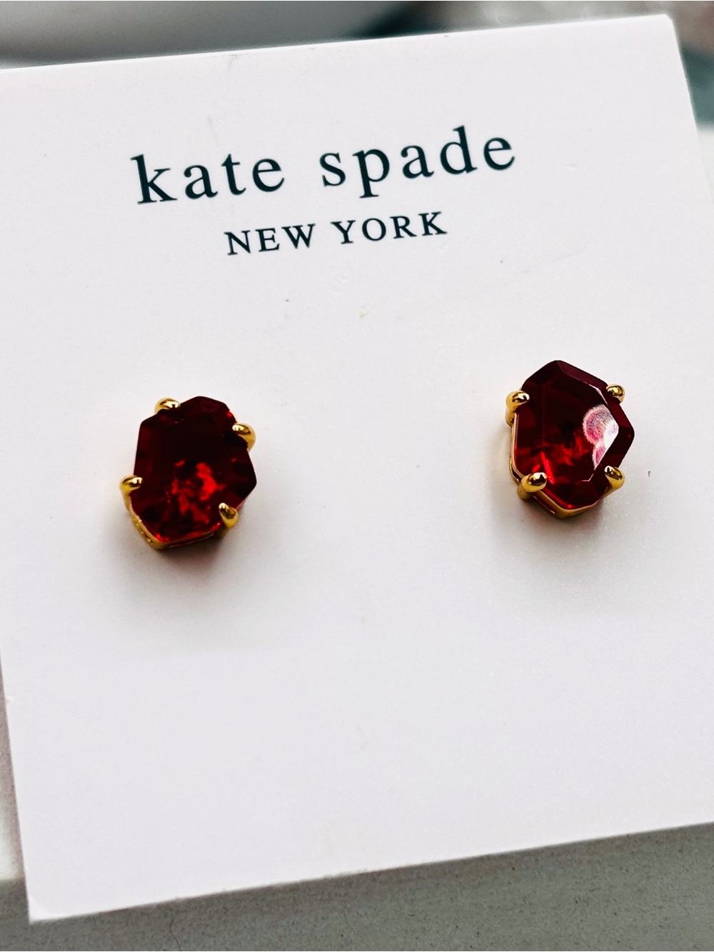 kate spade new york Gold Plated Small Red Crystal Stud Earrings